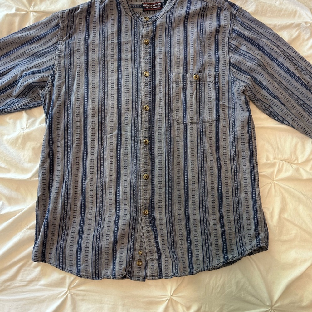 Blue Striped Button-Up Shirt